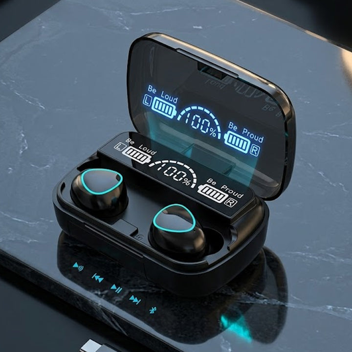 M10 TWS Wireless Bluetooth Earbuds – Deep Bass, Touch Control & Charging Case
