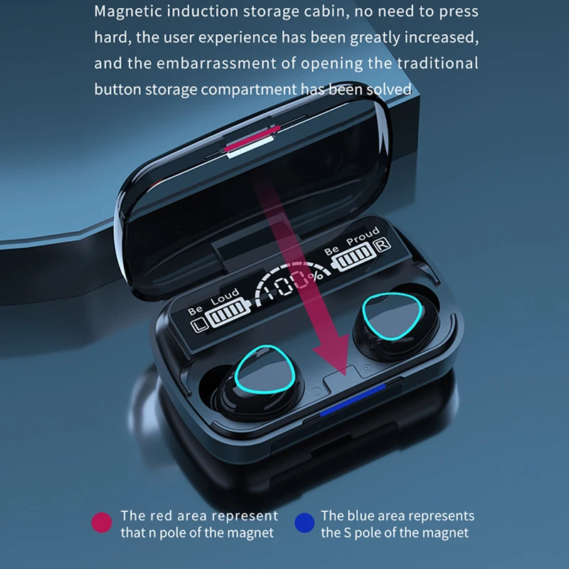 M10 TWS Wireless Bluetooth Earbuds – Deep Bass, Touch Control & Charging Case