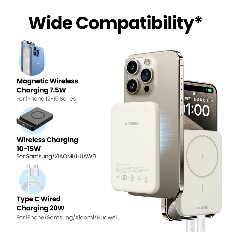 UGREEN PB761 Magnetic Wireless Power Bank 10000mAh – 30W Fast Charging Portable Charger