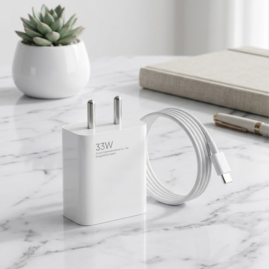 33W Fast Charger EU Plug with Type-C Cable – Quick Charge Adapter for Smartphones
