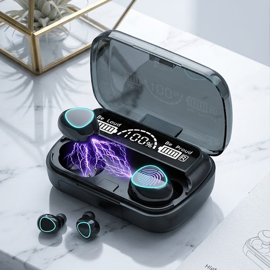 M10 TWS Wireless Bluetooth Earbuds – Deep Bass, Touch Control & Charging Case