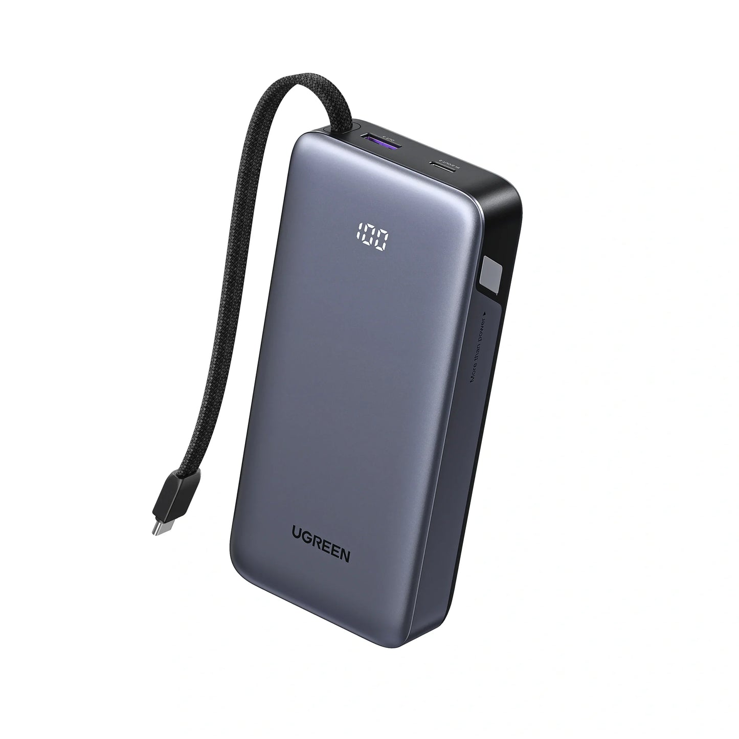 UGREEN 45W Power Bank 20000mAh – Fast Charging Portable Charger with Built-in Cable
