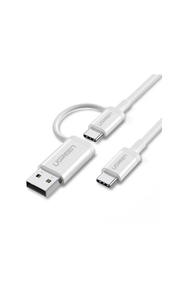 UGREEN US264 USB-C to USB-C + USB-A Data Cable 1M – Fast Charging & High-Speed Sync Cable