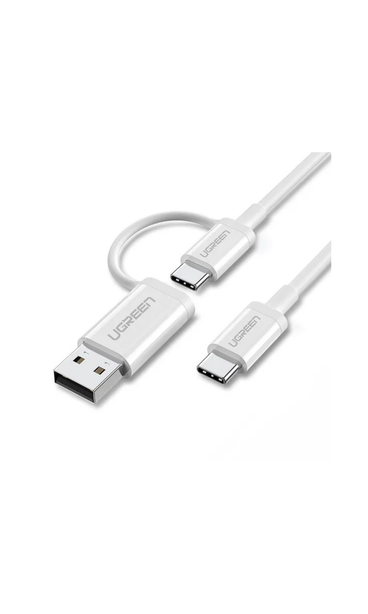 UGREEN US264 USB-C to USB-C + USB-A Data Cable 1M – Fast Charging & High-Speed Sync Cable