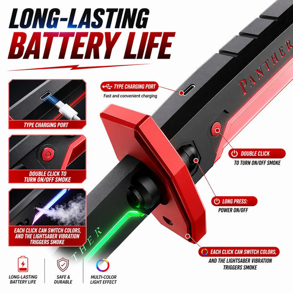 RGB Smoke Effect Katana Sword – Multi-Color LED Glowing Blade, USB Rechargeable | Anime Cosplay Toy