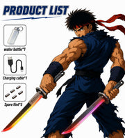 RGB Smoke Effect Katana Sword – Multi-Color LED Glowing Blade, USB Rechargeable | Anime Cosplay Toy