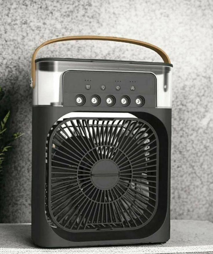 Portable Mini Air Cooler Fan – USB Mist Humidifier with LED Light & 3-Speed Control