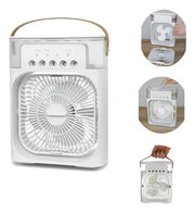 Portable Mini Air Cooler Fan – USB Mist Humidifier with LED Light & 3-Speed Control
