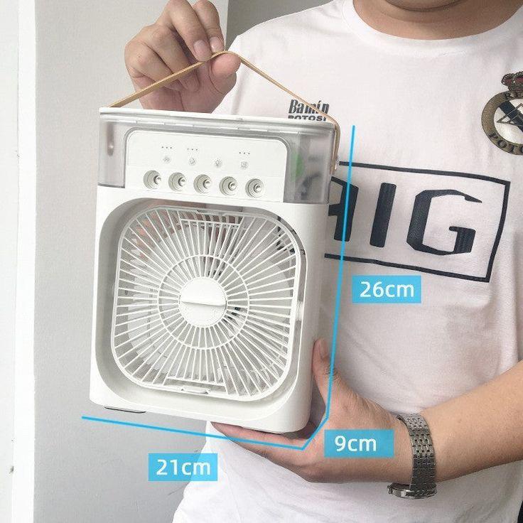 Portable Mini Air Cooler Fan – USB Mist Humidifier with LED Light & 3-Speed Control