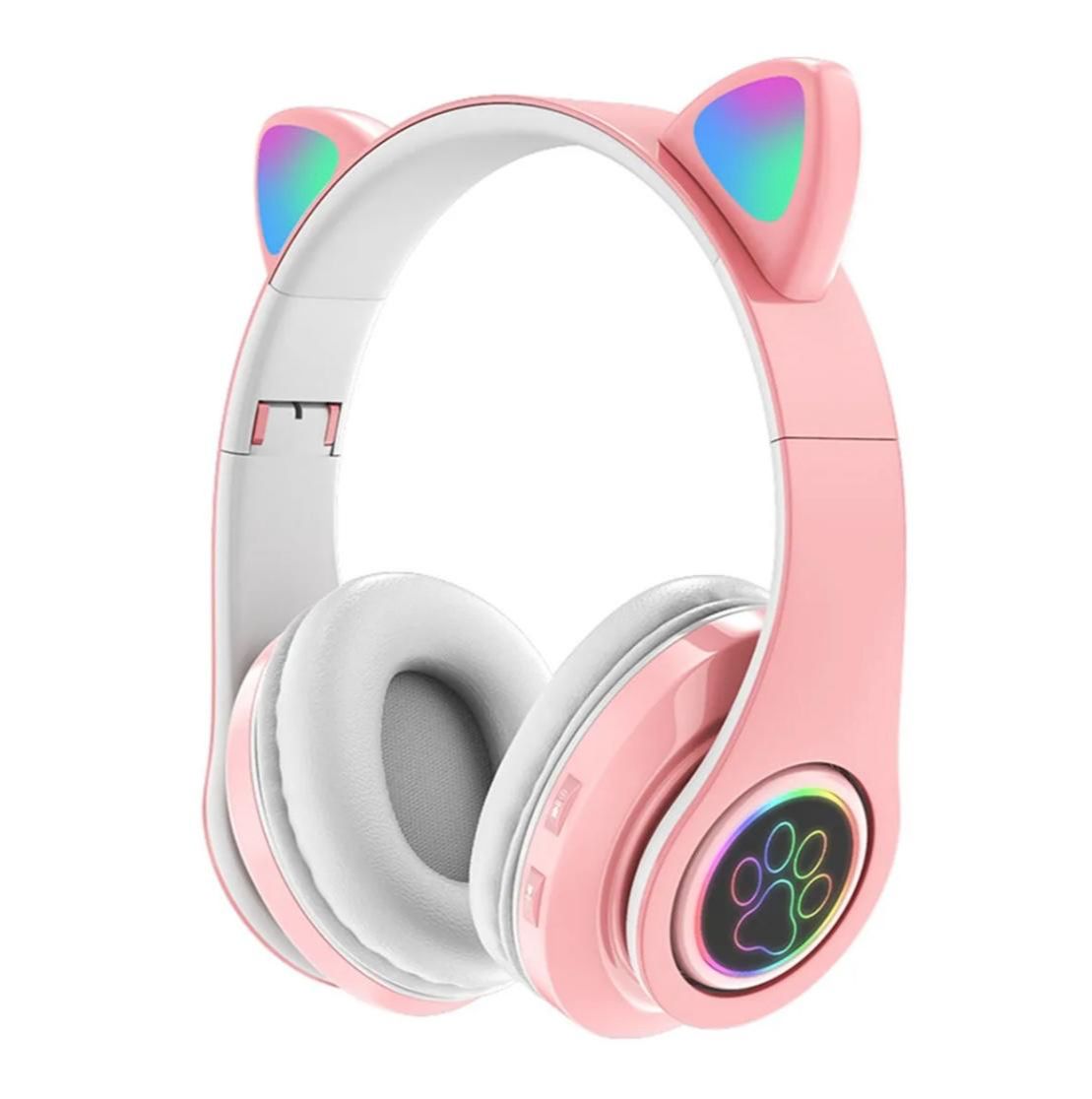 STN-28 Cat Wireless Bluetooth Headphones – LED Light Kids Headset with Mic & Deep Bass