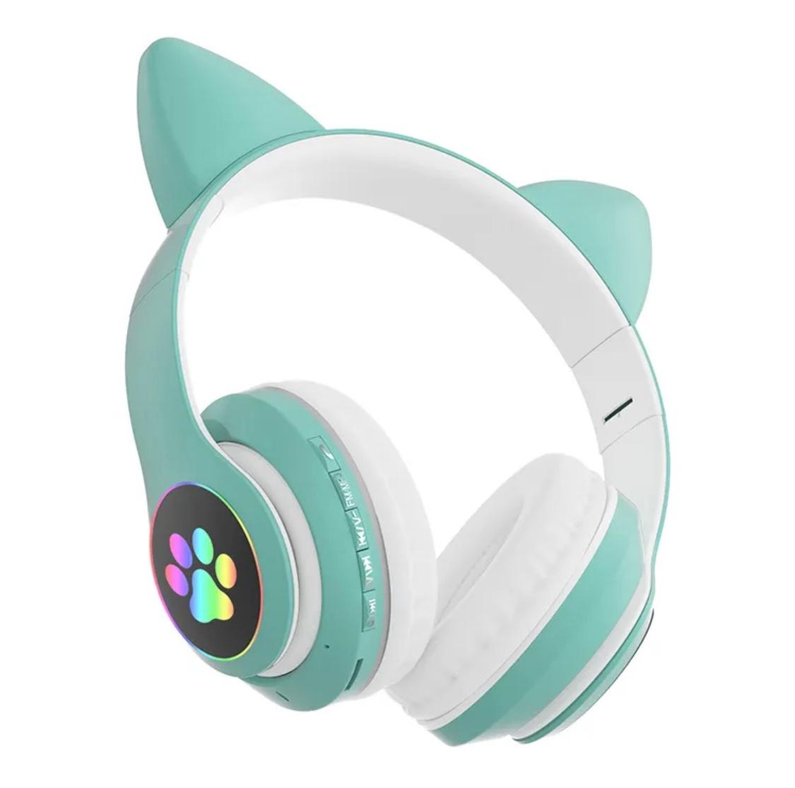 STN-28 Cat Wireless Bluetooth Headphones – LED Light Kids Headset with Mic & Deep Bass