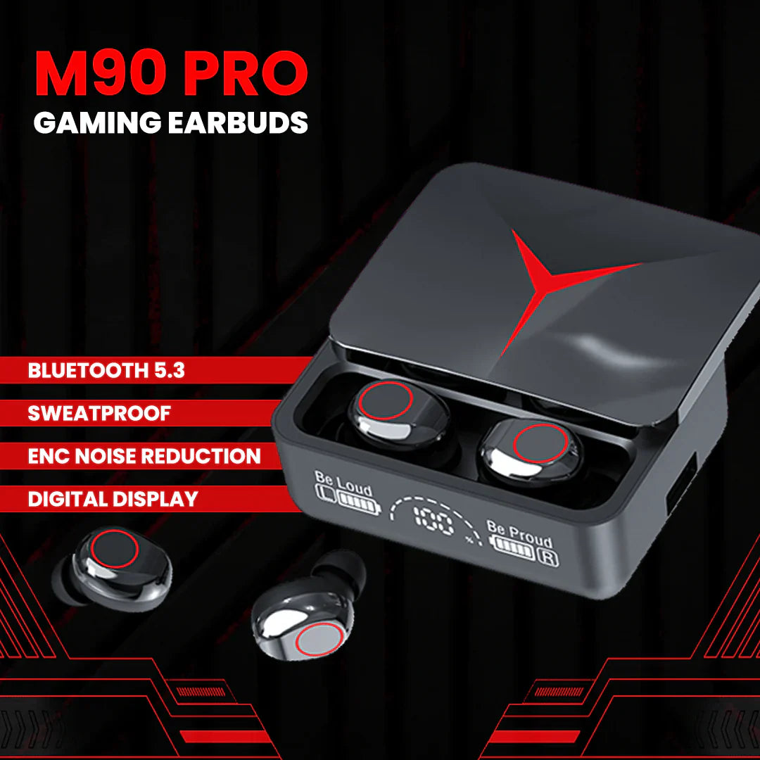 M90 Bluetooth 5.3 Wireless Earbuds – In-Ear Headset with Charging Case & Deep Bass