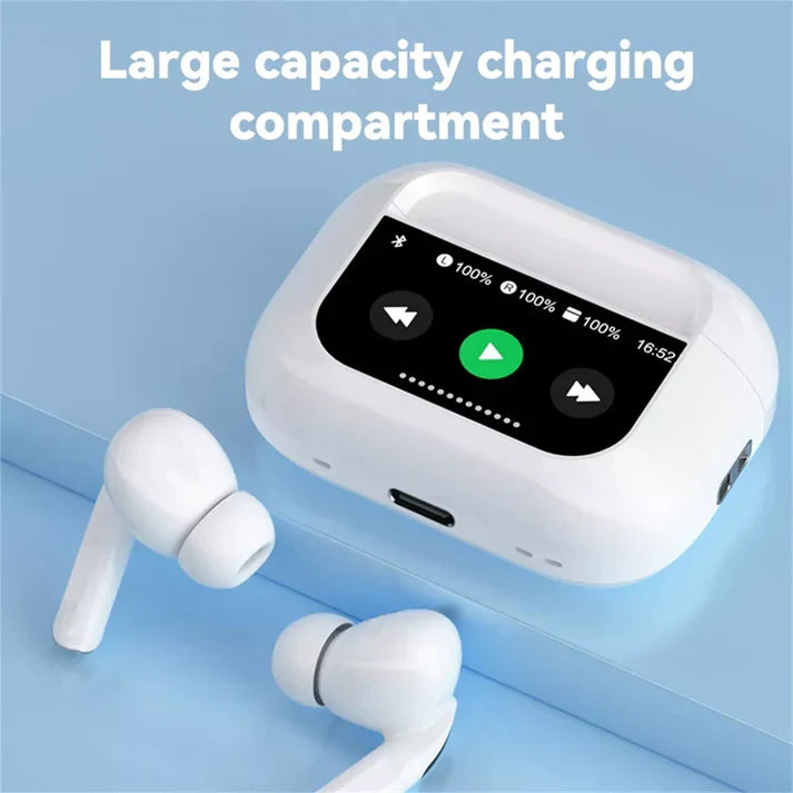 Touch Screen Smart TWS Wireless Earbuds – Bluetooth Earphones with Display Charging Case